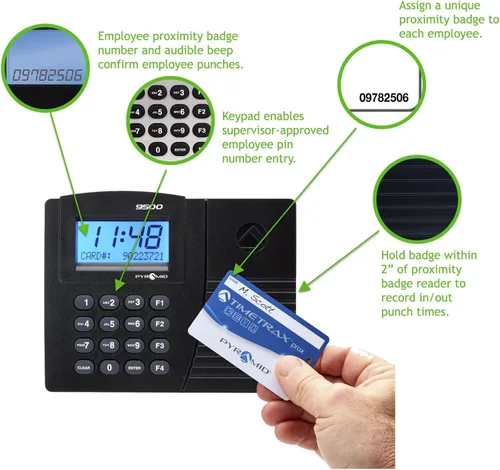 Vista 3 de Pyramid Time Systems - TimeTrax Elite Automatizó Tiempo de proximidad y asistencia con el sistema de reloj de tiempo Pyramid TTPROXEX con descarga