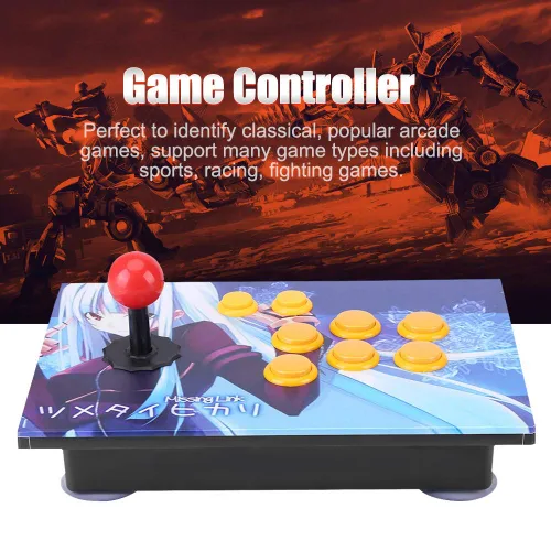 Vista 6 de Tnfeeon Controlador de juegos de PC, joystick de arcade, joystick de juego de arcade, controlador de juego USB, superficie oblicua para computadora