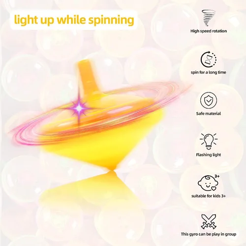 Vista 6 de PROLOSO 100 piezas iluminan para arriba Spinning Tops LED intermitentes con giroscopio