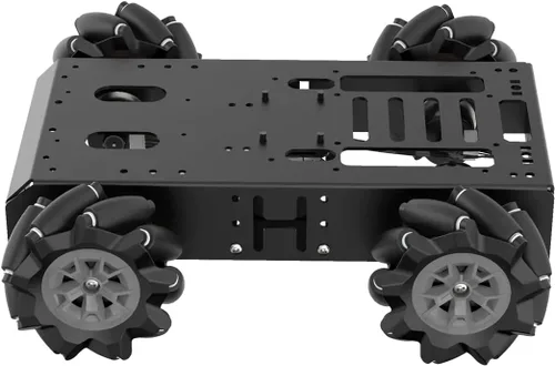 Vista 2 de Hiwonder 4WD Mecanum Robotics Chassis con soporte de metal grande, kit de motor engranado codificador, compatible con Arduino, Raspberry Pi, Jetson