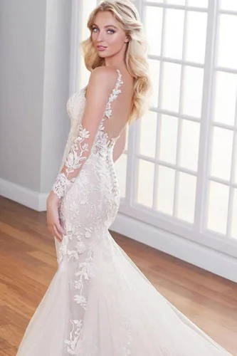 Vista 4 de TIRAS Vestidos de novia para mujer 2023 vestidos de novia de encaje con apliques de encaje CM002