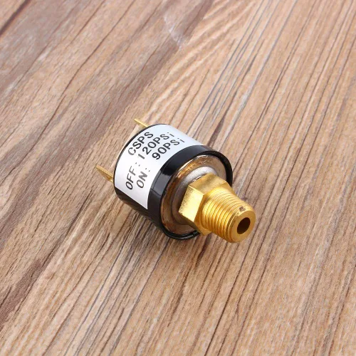 Vista 3 de Interruptor de control de presión para compresor de aire, 90-120 PSI, rosca 1/8-27NPT, CA 110-220V DC 6-36V, válvula de servicio pesado