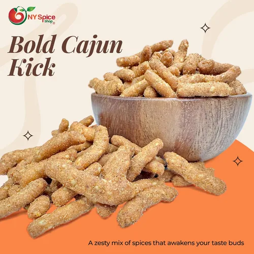 Vista 2 de NY Spice Shop Palitos de sésamo cajún – Mezcla de aperitivos tostados de sésamo cajún picante de 1 libra – Bocados crujientes de sabor picante