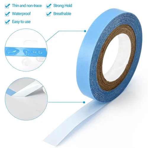 Vista 2 de Cinta en el kit de herramientas de extensión de cabello, tarjeta de papel, tablero de colocación de extensión de cabello, rollo de 3 yardas, cintas