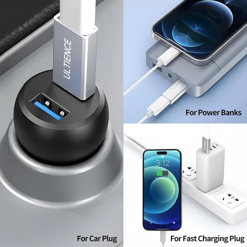 Vista 8 de Adaptador USB a USB C de doble cara de 10 Gbps, adaptador tipo C hembra a USB 3.2 macho, carga rápida de 60 W para iPhone 16 15 14 Plus Pro Max
