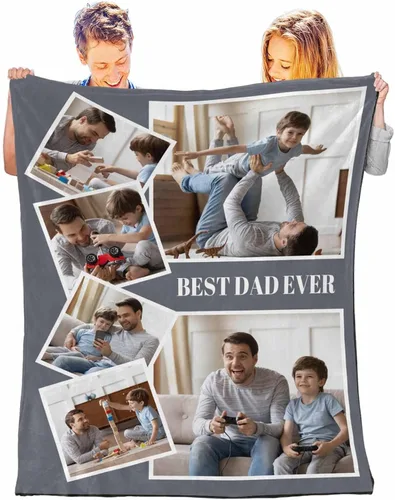 Vista 7 de D-Story Manta de hijo, divertidas mantas personalizadas con fotos, regalo para papá, manta de disfraz, regalo para hija, regalos personalizados