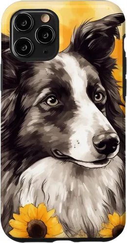 Vista 27 de iPhone 16 Border Collie Dog Watercolor Sunflower Border Collie Case