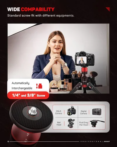 Vista 3 de IFOOTAGE Cobra 3 Base Aluminio Mini Trípode de Escritorio para Cámara Trípode pequeño de mesa con tornillos de 1/4" y 3/8" compatible con cámaras