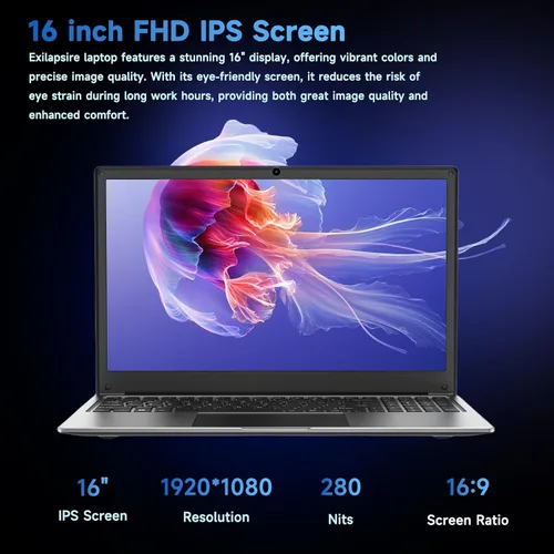 Vista 4 de Laptop de 16" con Win11, 8GB RAM 256GB SSD, AMD A9(hasta 3.2GHz)