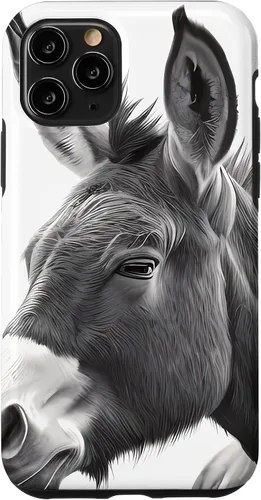 Vista 10 de Funda de retrato blanco y negro burro para iPhone 14