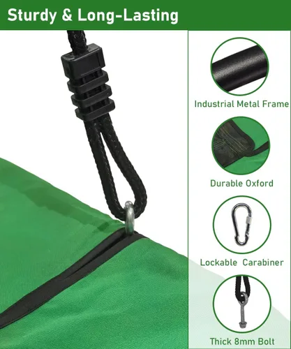 Vista 2 de Columpio de árbol rectangular de 40 pulgadas para niños y adultos, columpio de plataforma ajustable con correas para colgar, capacidad de 700