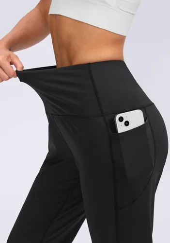 Vista 3 de Viodia Pantalones deportivos para mujer, con bolsillos, cintura alta, atléticos, para entrenamiento, yoga, pantalones deportivos cónicos