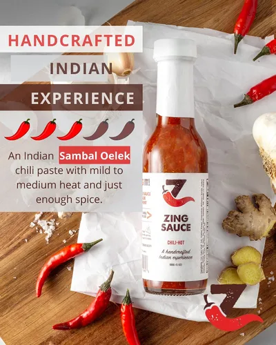 Vista 3 de Zing Sambal Oelek Salsa picante de ají y ajo, salsa picante de jengibre y ajo, 5 onzas Todo natural, vegano Lote pequeño hecho a mano Para