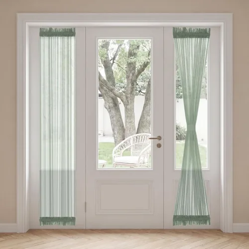 Vista 11 de H. Versailtex Lino Natural y Poly semi-láminas Premium suaves y ricos materiales paneles de cortina con abrazadera ajustable para patio Gris