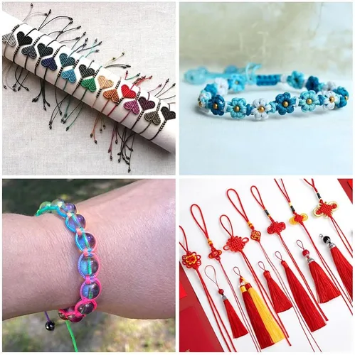 Vista 6 de Cheriswelry 8 rollos de 49 yardas/rollo de 0.031 in de hilo de nailon para macramé, cordón de nudo chino para pulsera tejida personalizada
