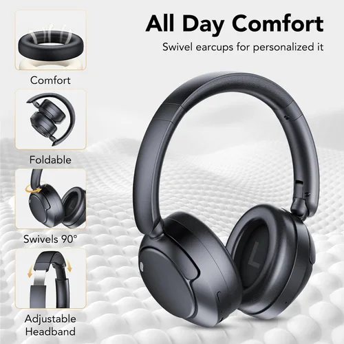 Vista 6 de Auriculares Bluetooth híbridos con cancelación activa de ruido, auriculares inalámbricos sobre la oreja con Bluetooth 5.4, tiempo de reproducción