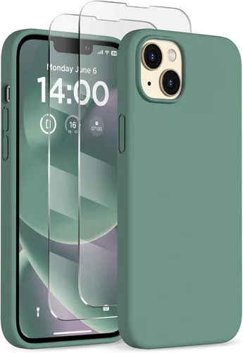 Vista 22 de Funda de silicona diseñada para iPhone 14 Plus, con 2 protectores de pantalla, funda protectora de cuerpo completo a prueba de golpes, funda delgada