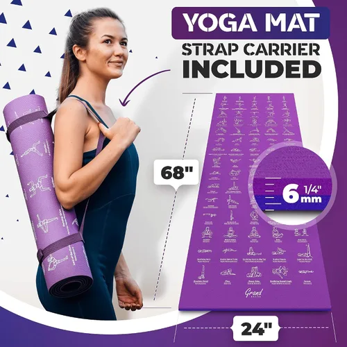 Vista 6 de 2 tapetes de yoga instructivos con correa de transporte