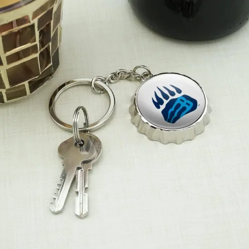 Vista 4 de GRAPHICS & MORE Bob Jones University Secondary Logo Keychain Chrome Plated Metal Pop Cap Bottle Opener