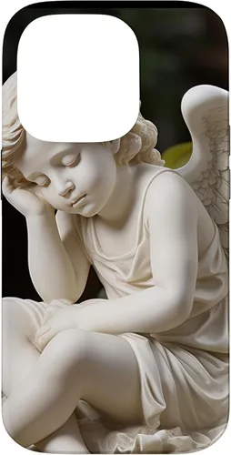 Vista 17 de Funda para iPhone 12 Pro Max con diseño de ángel durmiente para jardín, estatua de querubín