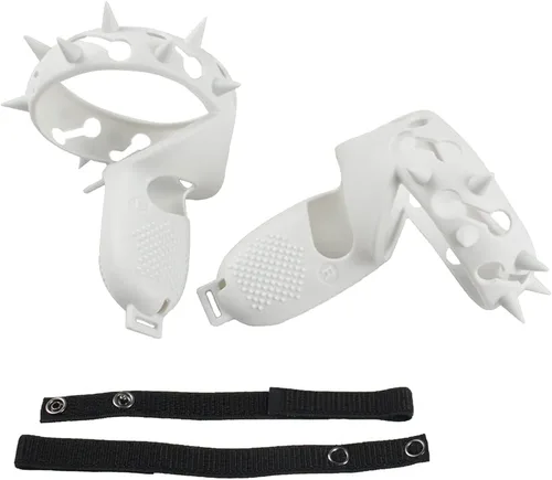 Vista 5 de SINWEVR Funda de agarre para controlador táctil compatible con accesorios MetaOculus Quest 2, protector de silicona con correas para nudillos