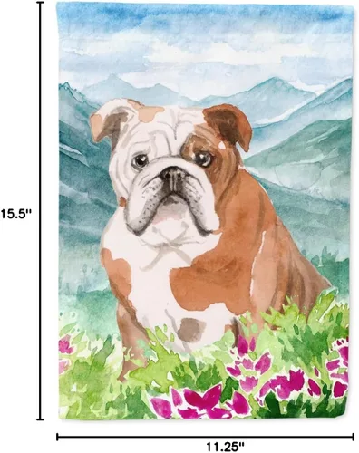 Vista 7 de Caroline's Treasures CK1979GF Bandera de jardín de Bulldog Inglés con diseño de flores de monte, bandera decorativa para patio exterior, obras