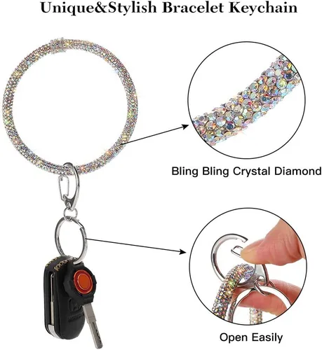 Vista 3 de Pulsera de cristal, llavero de diamantes de imitación Artscope para mujer, B - Ab