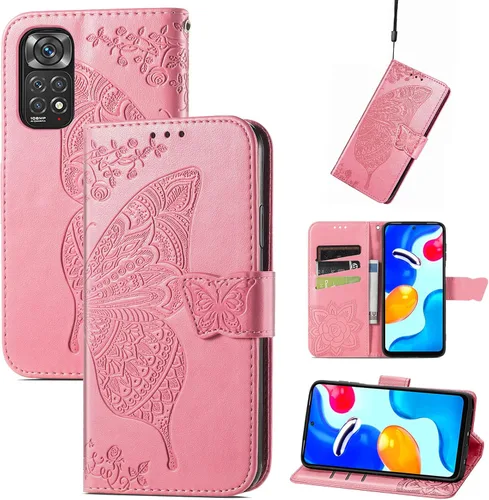 Vista 9 de CCSmall Para Xiaomi Redmi Note 11 4G Wallet Case, 3D Butterfly Flower PU Cuero con ranuras para tarjetas de crédito Titular Folio Teléfono Cubierta
