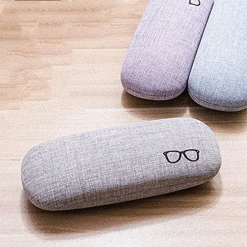 Vista 5 de Paquete de 3 fundas rígidas para lentes de lino fundas grandes para lentes concisas Color múltiple