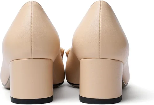 Vista 6 de YODEKS Zapatos de tacón grueso para mujer, tacón de bloque bajo, punta puntiaguda, zapatos de tacón para el trabajo, casual, vida diaria, fiesta