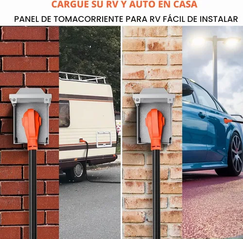 Vista 8 de WELLUCK Caja de toma de corriente de 30 amperios para RV, receptáculo RV de 125 voltios NEMA TT-30R, panel eléctrico exterior cerrado