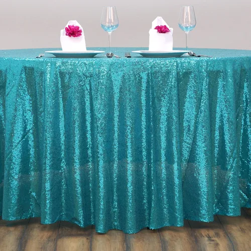 Vista 14 de Tableclothsfactory Luxury Collection - Manteles redondos de lentejuelas de 108 pulgadas, color dorado