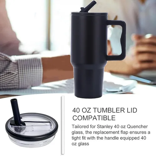 Vista 5 de Paquete de 2 tapas abatibles para vasos de 40 onzas, de repuesto, compatibles con Stanley Quencher, a prueba de fugas, resistentes a salpicaduras