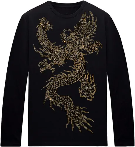 Vista 29 de HZCX FASHION Camisetas gráficas de manga larga para hombre y mujer, camisetas divertidas con diamantes de imitación
