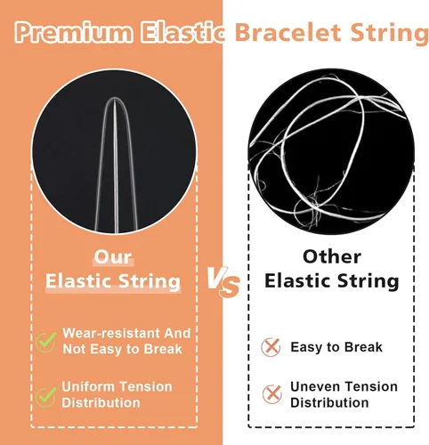 Vista 5 de UOOU 4 rollos de cuerda de pulsera de 0.016 in, cuerda elástica para pulseras 60m Stretchy String for Bracelet Making, Clear Beading Thread with