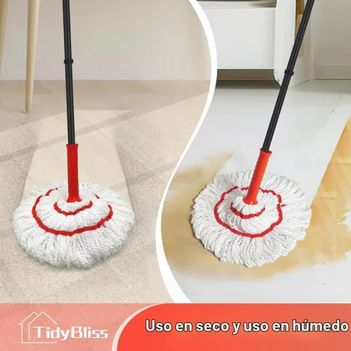 Vista 4 de Repuesto de cabezal de trapeador giratorio para limpieza de suelos, repuesto de microfibra lavable de algodón con almohadilla para fregar