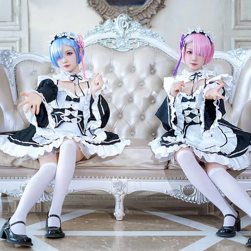 Vista 5 de Rem Cosplay - Disfraz de sirvienta de gato Akiba Maid War Cosplay Nagomi Maid Sensou, vestido de sirvienta Lolita