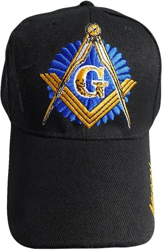 Vista 3 de Mason Masonic Black & Black Shadow Dark Blue Emblem Cotton Adjustable Embroidered Cap Hat