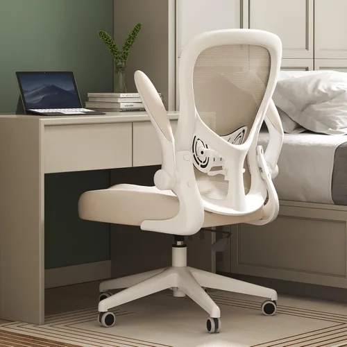 Vista 12 de Hbada - Silla de oficina ergonómica, silla de escritorio con ruedas silenciosas de poliuretano, silla de computadora de malla transpirable