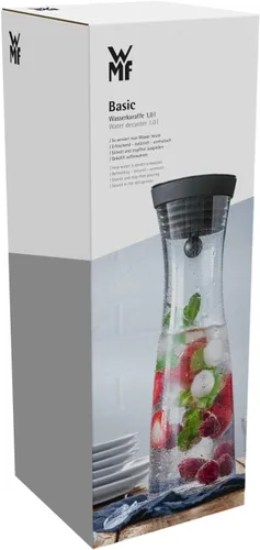 Vista 14 de WMF Basic Water Decanter 1L Altura 11.4 in Close-Up Tapón Vidrio Cromargan® Acero Inoxidable, Plata