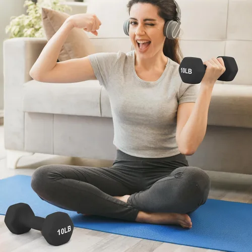 Vista 9 de MADOG - Juego de mancuernas hexagonales con revestimiento de neopreno antideslizante para equipo de gimnasio en casa, entrenamiento de fuerza