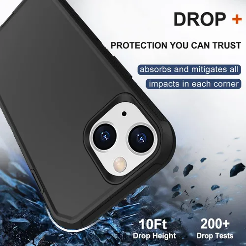 Vista 4 de Funda para iPhone 13 con funda de clip para cinturón, 2 protectores de pantalla, resistente grado militar, cuerpo completo, a prueba de golpes, a