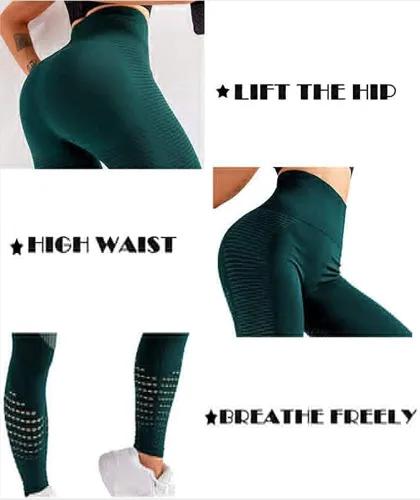 Vista 4 de JGS1996 - Leggings para mujer de entrenamiento, yoga, levantamiento, sin costuras, textura arrugada, cintura alta, realzan la figura, forro polar
