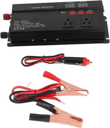 Vista 3 de para inversor 12v a 110v Gorgeri Metal 6000W DC 12V a AC 110V convertidor de coche USB adaptador de coche con pantalla LCD