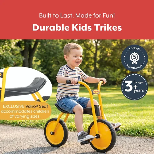 Vista 4 de MYRIDER Triciclo para niños pequeños, triciclo para niños de preescolar, guardería, triciclos para niños de juegos, neumáticos de goma, Bicicleta