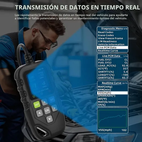 Vista 7 de Herramienta de diagnóstico Universal OBD II Escáner, Lector de código de fallas del motor del auto, Herramienta de escaneo de diagnóstico CAN, lee