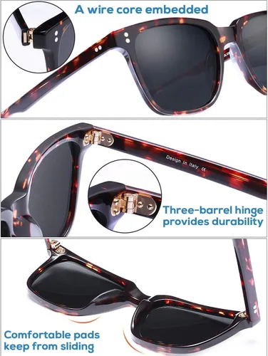 Vista 7 de CARFIA Gafas de sol polarizadas para hombre con protección UV400 Cool Man 1. Marco Tortuga Lente Gris
