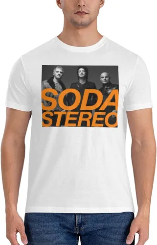 Vista 3 de Soda Music and Stereo - Camiseta de manga corta para hombre, diseño casual, cuello redondo, unisex, color negro