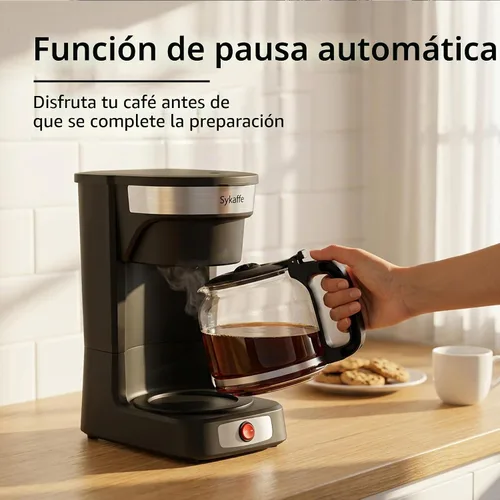 Vista 3 de Cafetera de 12 tazas, cafetera de goteo, filtro reutilizable, mantiene el calor y pausa automática, tanque de agua de fácil visión, cafetera
