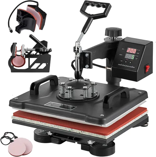 Vista 12 de TOPDEEP Máquina de prensa de calor 5 en 1, prensa de calor de 15 x 15 pulgadas, máquina de prensado de camisetas, diseño deslizante, máquina